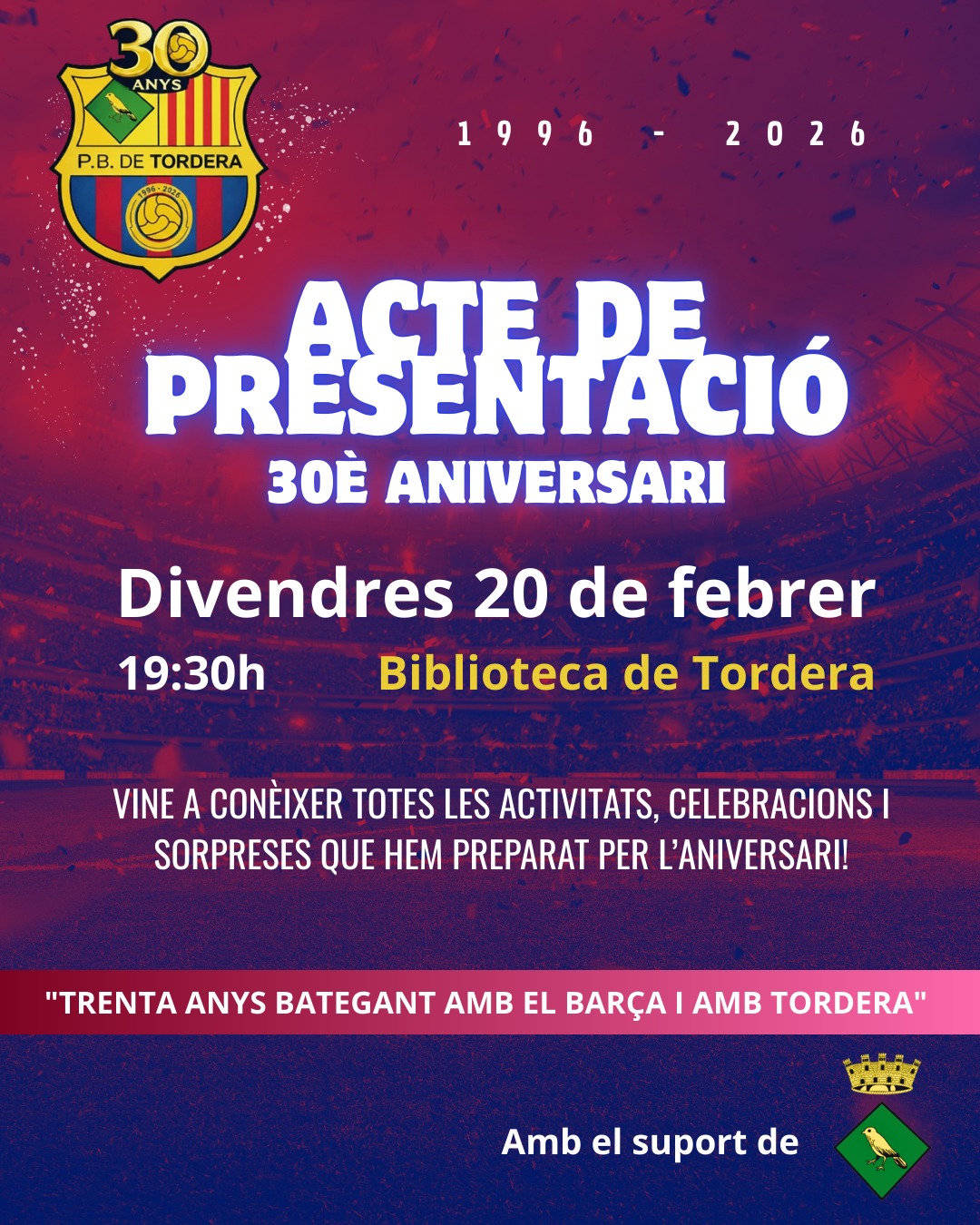 PRESENTACI&Oacute; 30&egrave; aniversari Penya Barcelonista de Tordera 