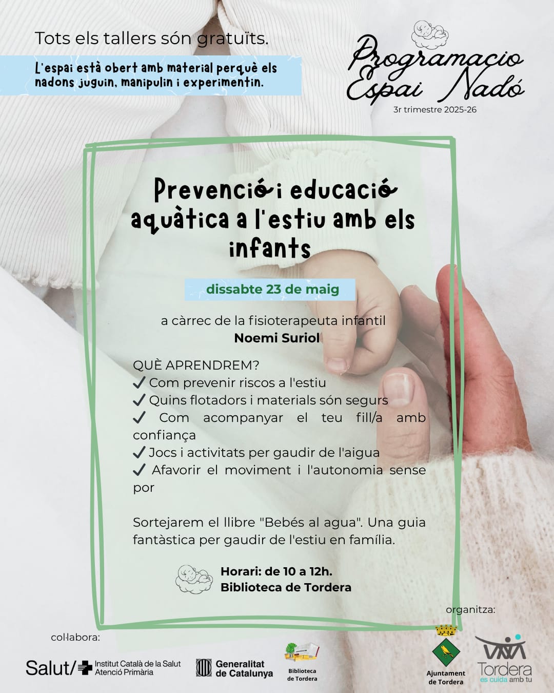 ESPAI NAD&Oacute; Prevenci&oacute; i educaci&oacute; aqu&agrave;tica a l'estiu amb els infants a c&agrave;rrec de la Fisioterapeuta infantil Noemi Suriol