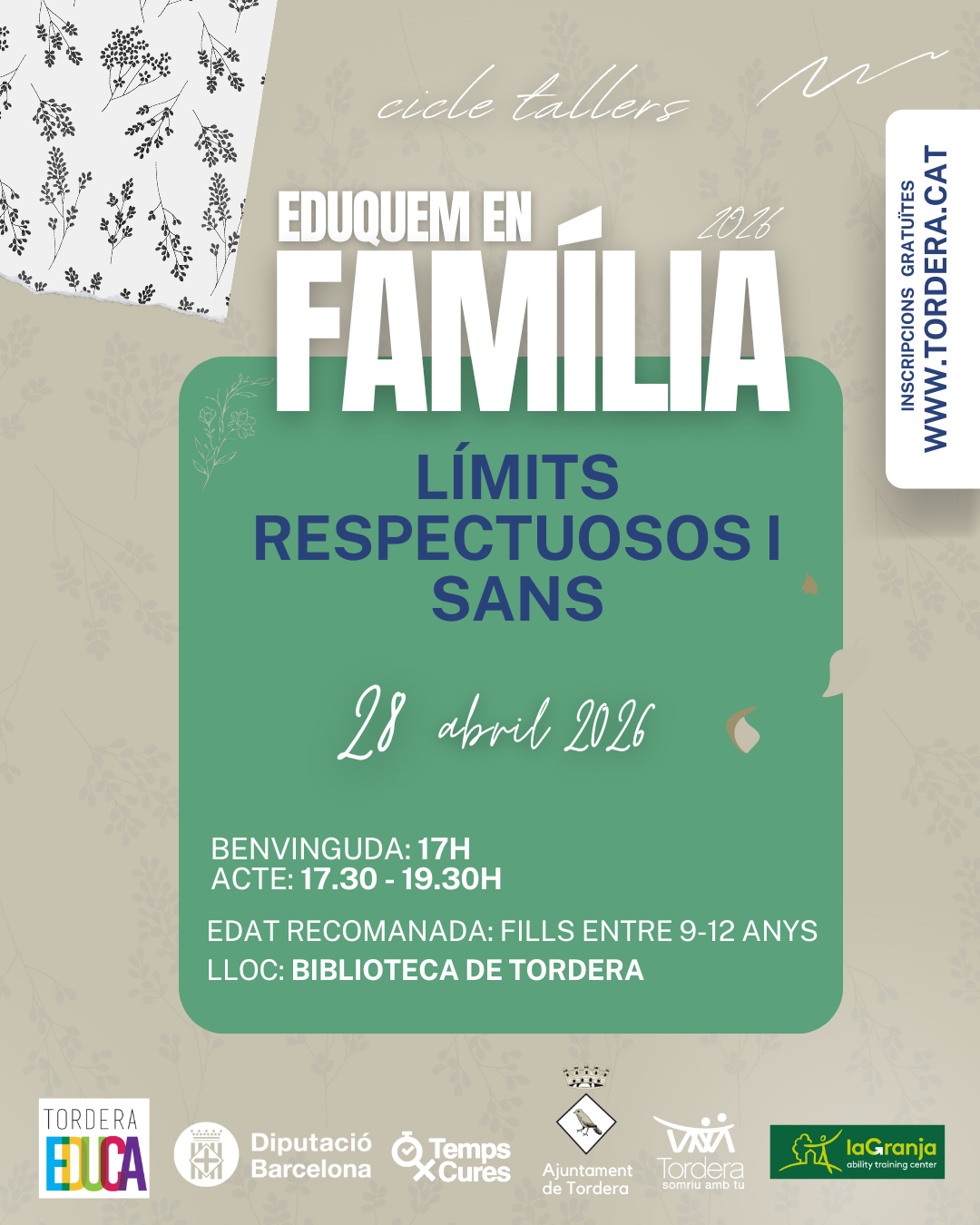 TALLER Eduquem en fam&iacute;lia L&iacute;mits respectuosos i sans